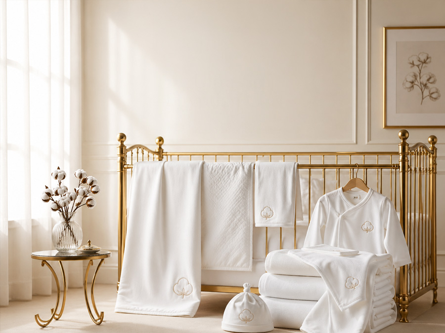 Premium cotton textile texture with refined stitching details